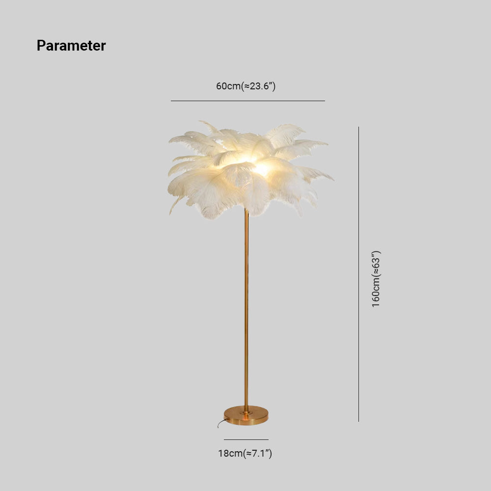 O'Moore Lampadaire Arbre Design Plume/Métal Blanc/Rose/Khaki Salon - Neutralighting