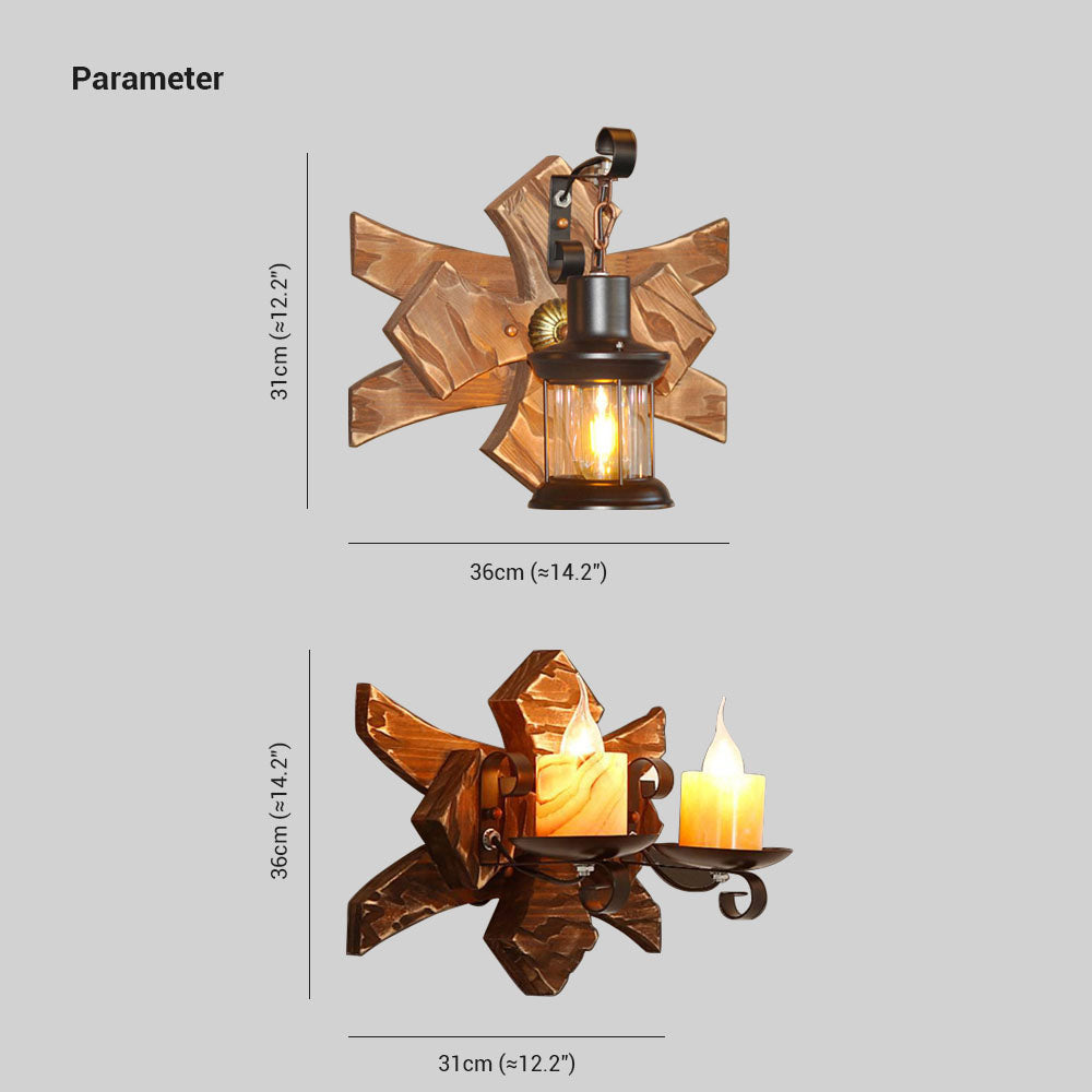 Epoch, Applique à Bougie et Lanterne, Bois et Métal - Neutralighting