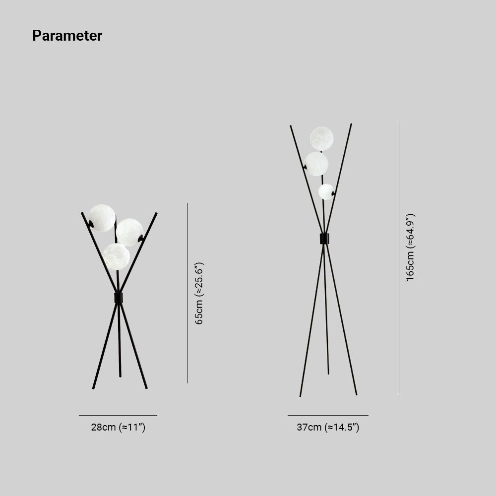 Valentina Design Lampadaire/Lampe de Table Tripode Moderne Métal/Acrylique Blanc/Noir Salon - Neutralighting