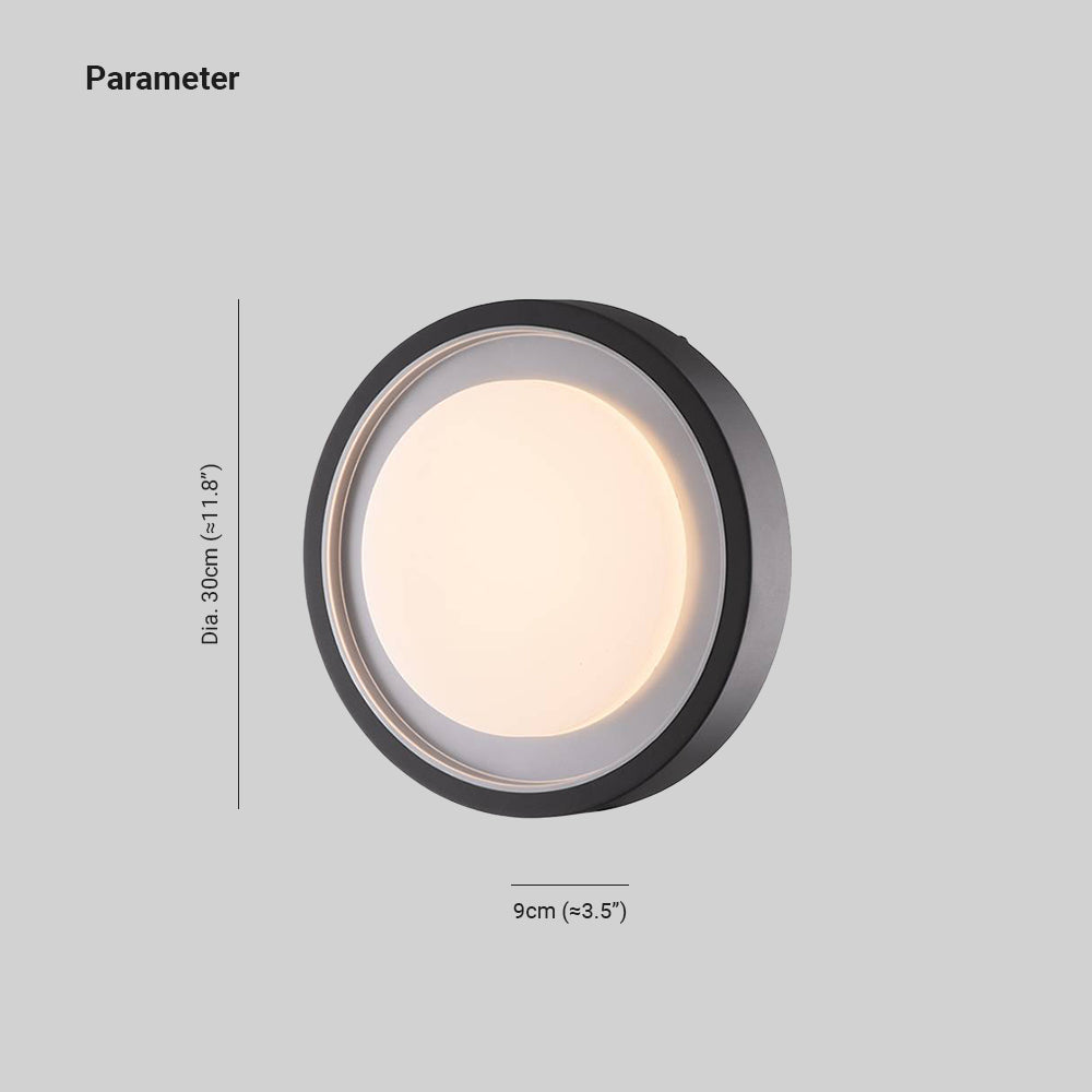 Ray Applique Extérieure/Plafonnier Rond Moderne, Métal, Noir, Cour/Jardin - Neutralighting