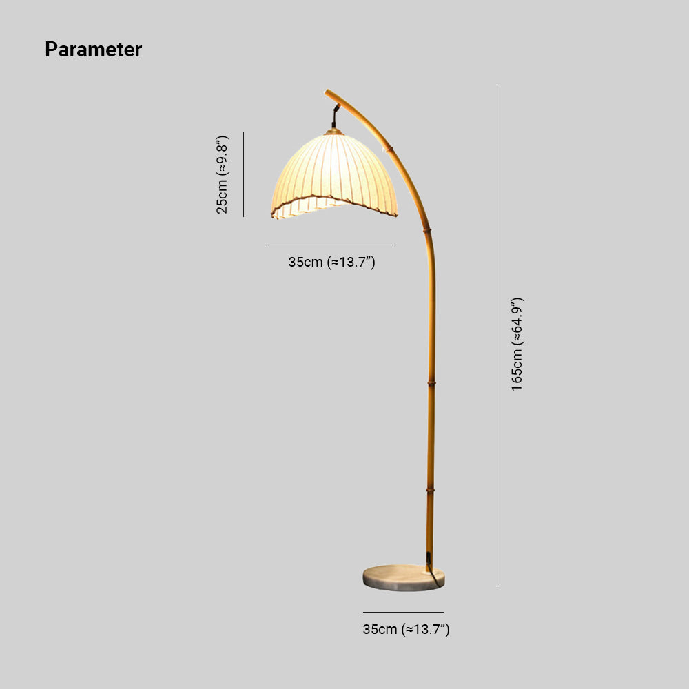 Muto Lampadaire Bambou Simple, Métal/Tissu, Blanc, Salon - Neutralighting