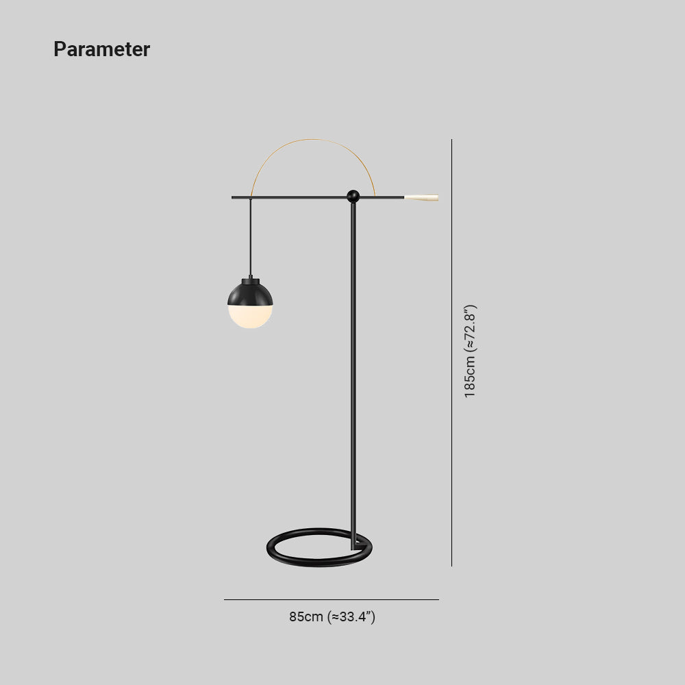 Valentina Design Lampadaire Rond Nordique Métal/Verre Noir Bureau/Chambre - Neutralighting