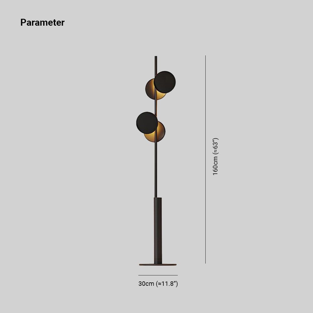 Mira Design Lampadaire Rond Nordique Métal Noir Bureau/Chambre à Coucher - Neutralighting