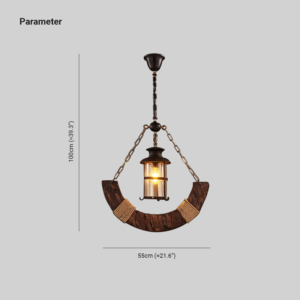 Epoch Suspension Lanterne Retro, Metal/Bois, Noir/Marron, Chambre - Neutralighting