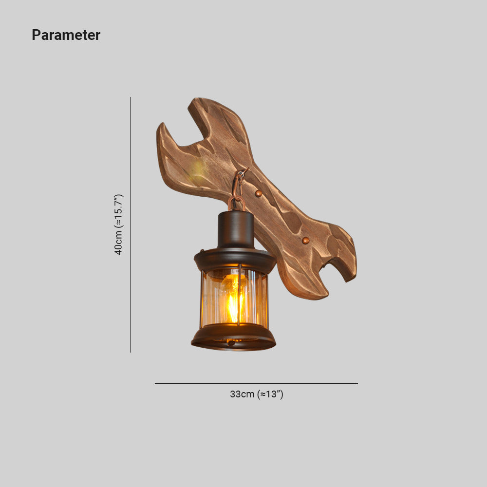 Epoch, Applique Lanterne & Spanners, Bois et Métal - Neutralighting