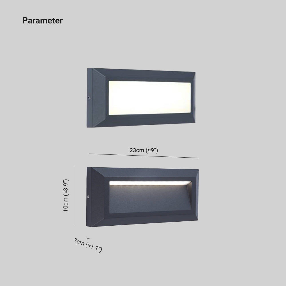 Ray Éclairage Escalier Extérieur Rectangulaire Simple, Métal, Noir, Cour - Neutralighting