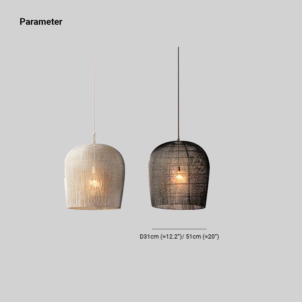 Ritta Suspension Cylindre Moderne, Metal/Rotin, Blanc/Noir, Salon - Neutralighting