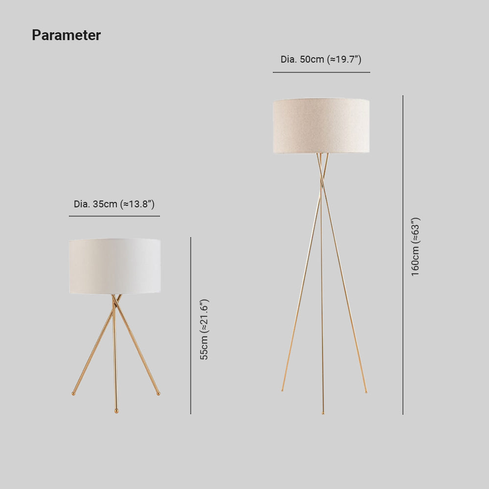 Mira Lampadaire/Lampe de Table Cylindre Moderne, Métal/Tissu, Blanc, Salon - Neutralighting