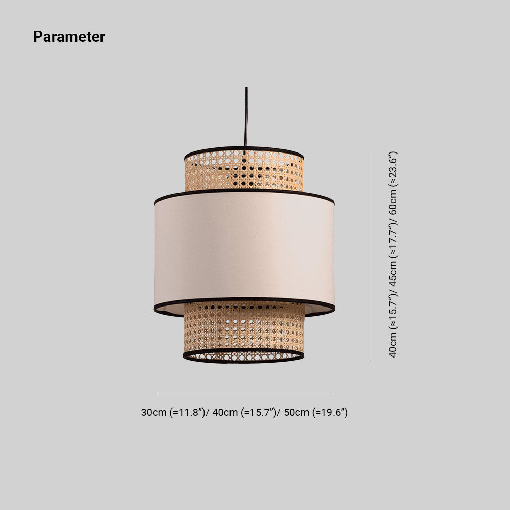 Ritta Suspension Cylindre Retro, Tissu, Beige, Salon - Neutralighting