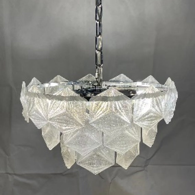 Kristy Lustre Hexagone Cristal, Métal/Cristal, Dégagé/Gris Fumé/Glaçage/Champagne, Salon - Neutralighting