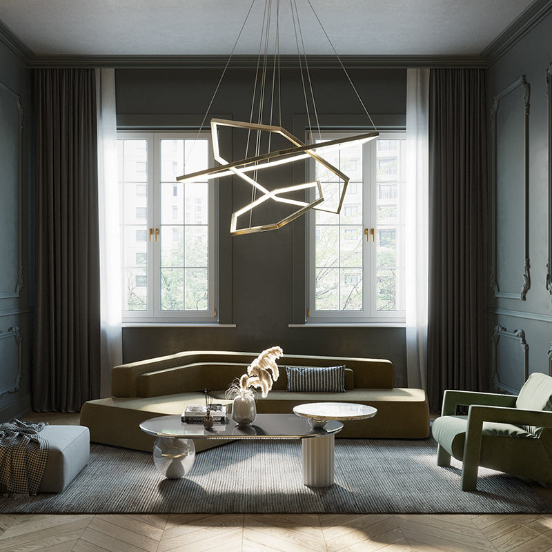 Ray Suspension Géométrique Contemporain, Métal, Doré, Salon/Chambre à Coucher - Neutralighting