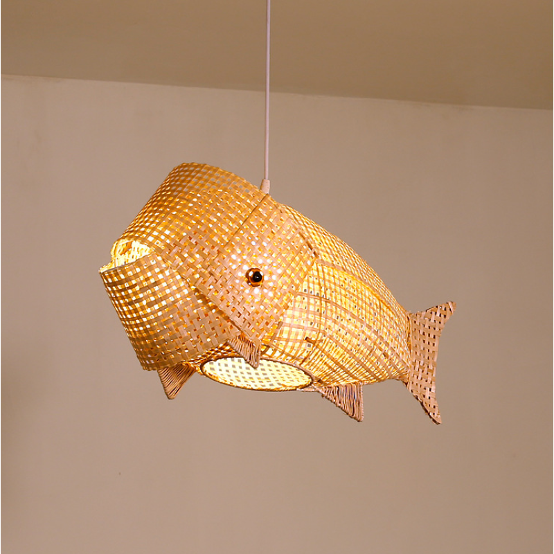 Ritta Luminaires Suspension Poisson Simple Métal/Rotin, Salon - Neutralighting