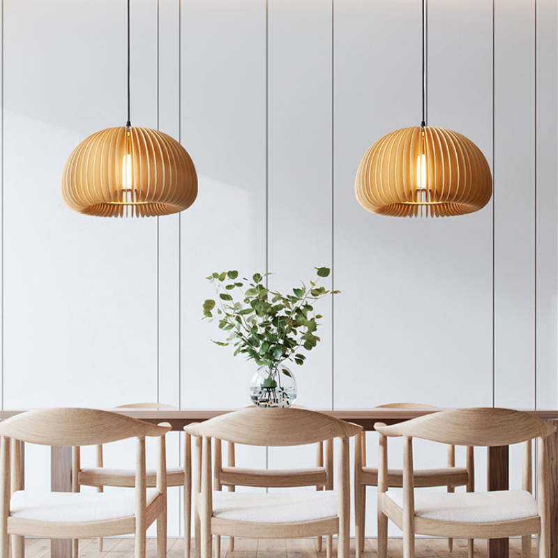 Muto Suspension Citrouille Rustique, Bois/Metal, Bois, Salon - Neutralighting