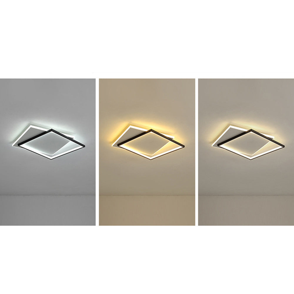 Arisha Plafonnier Carré/Rond Moderne, Métal/Acrylique, Blanc/Noir, Salon - Neutralighting