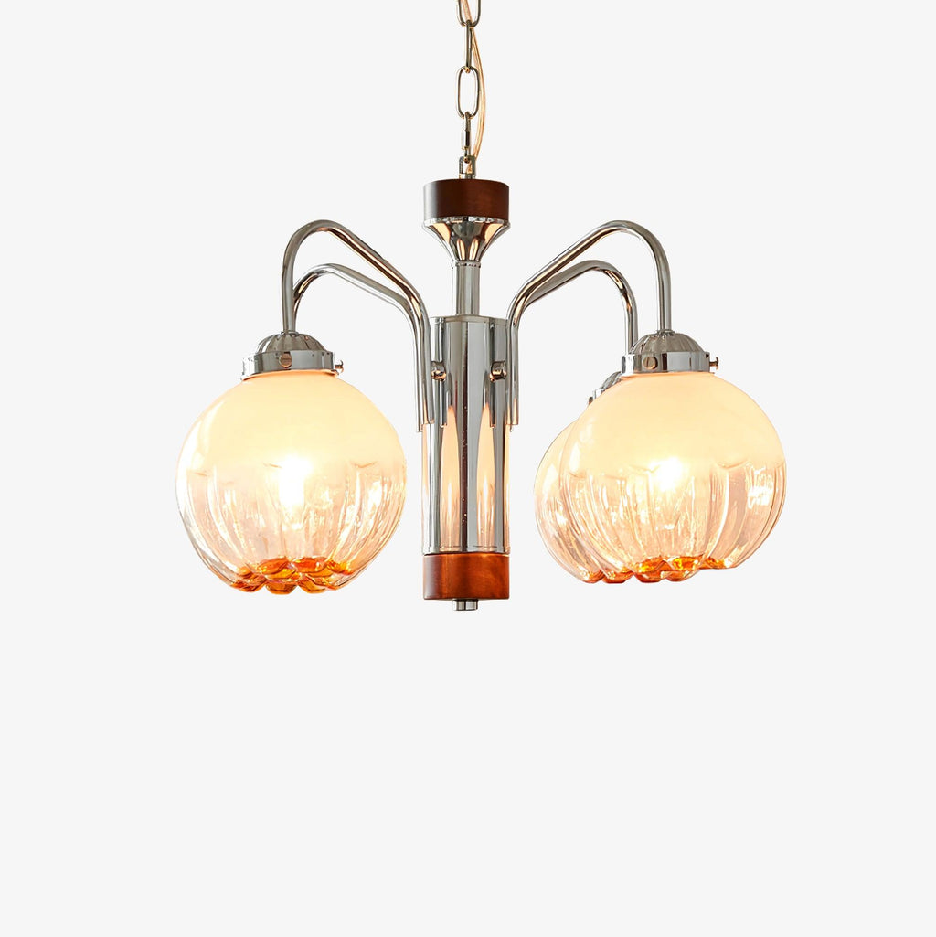 Ulliria Chandelier Art Nordique Fleur En Noyer Et Verre - Neutralighting
