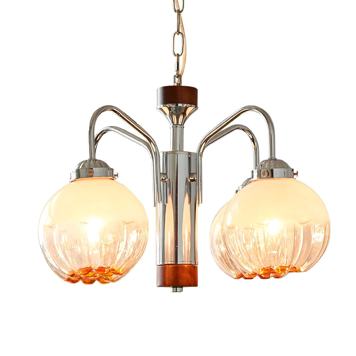 Ulliria Chandelier Art Nordique Fleur En Noyer Et Verre - Neutralighting