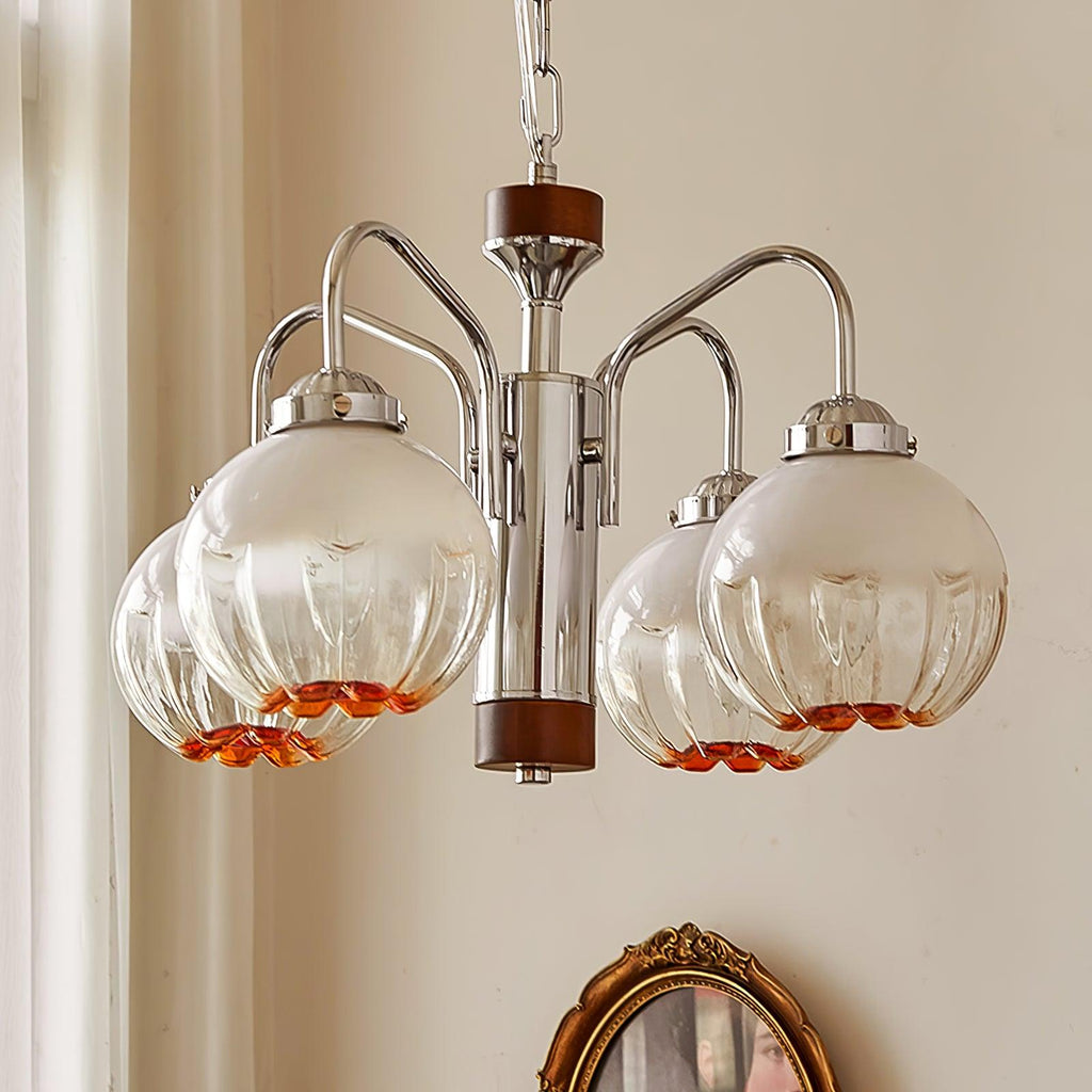 Ulliria Chandelier Art Nordique Fleur En Noyer Et Verre - Neutralighting