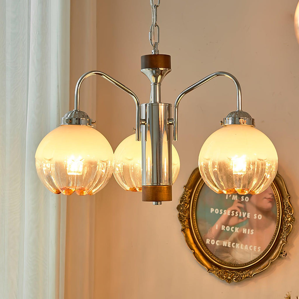 Ulliria Chandelier Art Nordique Fleur En Noyer Et Verre - Neutralighting