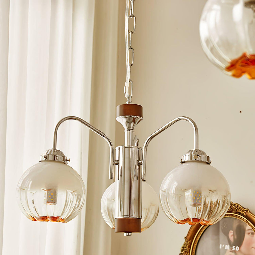 Ulliria Chandelier Art Nordique Fleur En Noyer Et Verre - Neutralighting