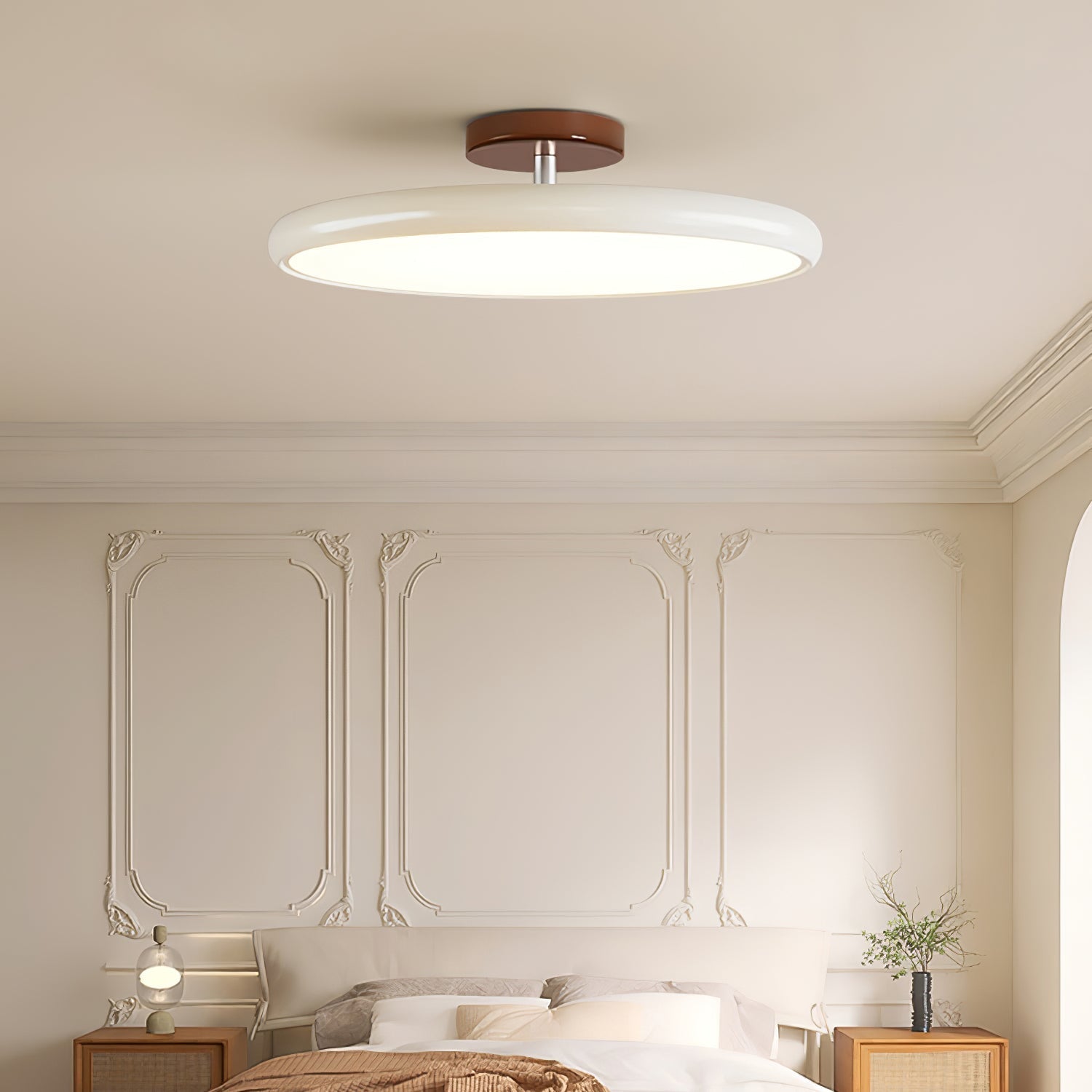 Fyne Plafonnier Orientable Design Moderne - D50 cm - Beige - Blanc Chaud