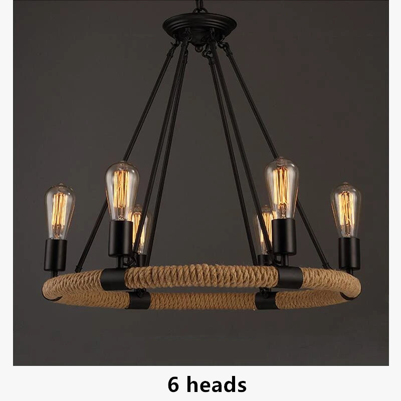 Suspension Industrielle Thaïs Brume en Corde de Chanvre