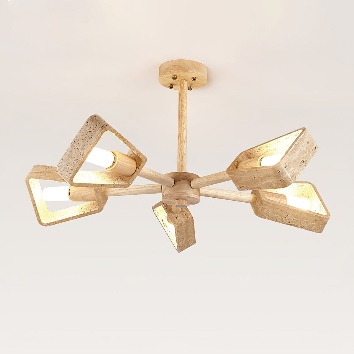 Hedra Travertone Geometric Chandelier - Neutralighting