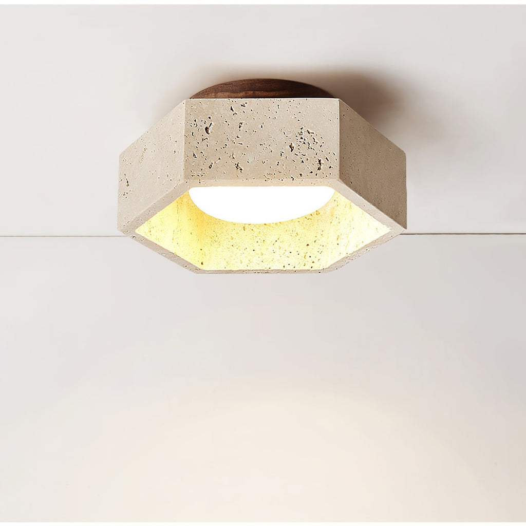 Hexara Lumière de Plafond Hexagonale en Travertin - Neutralighting