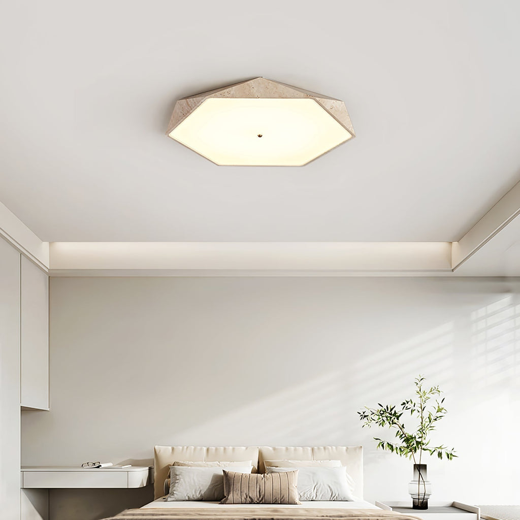 Hexagonal Lumière de Plafond Élégante en Travertin - Neutralighting