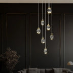 Kristy Luminaire Or Suspension Verre/Métal Pierres Chambre/Salon - Neutralighting