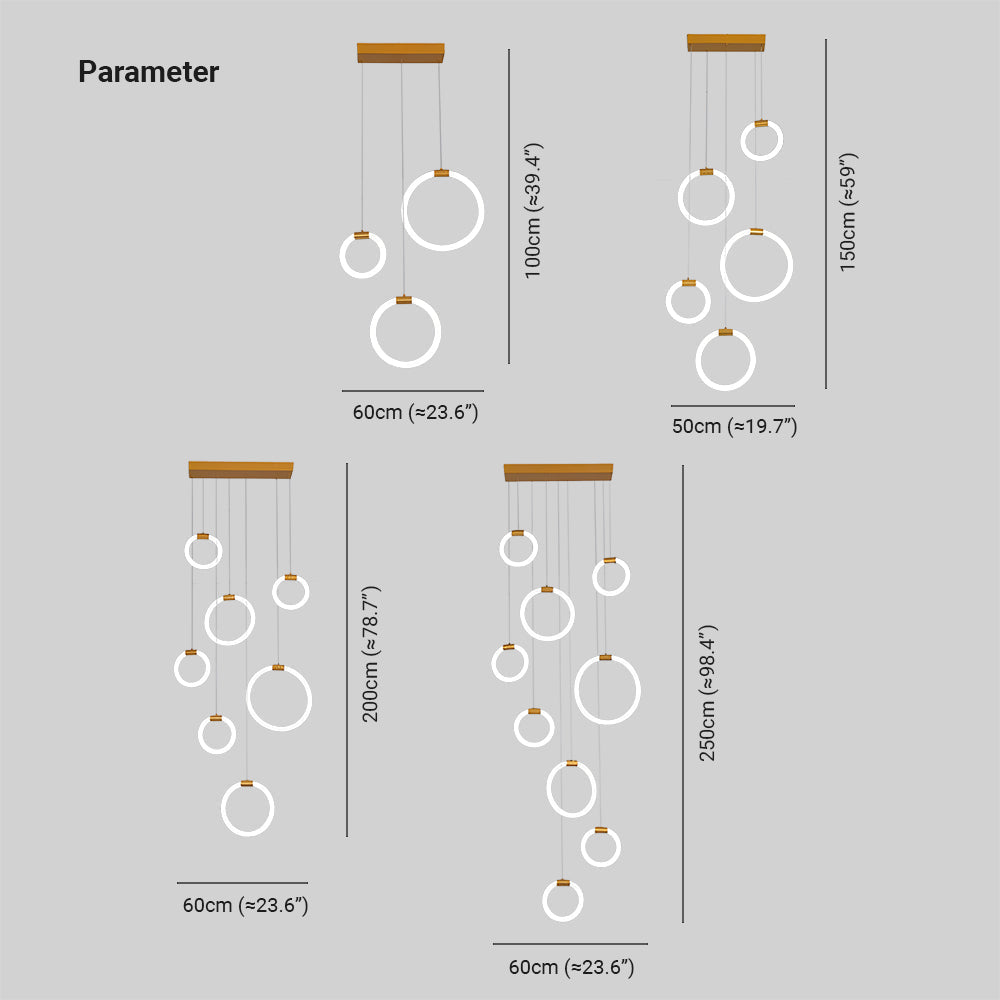 Valentina Luminaires Suspension LED Anneau Simple, Métal, Or, Salon - Neutralighting