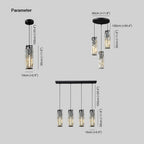 Kristy Suspension Cylindre/Multi Cristal, Métal/Cristal, Doré/Noir, Salon - Neutralighting