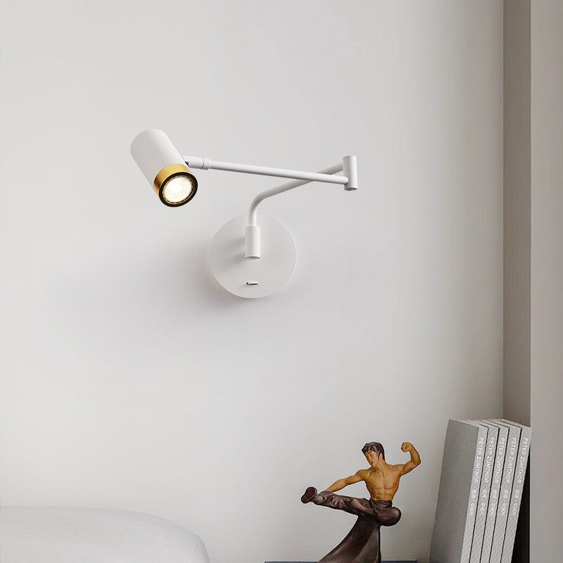 Arisha Applique Murale Cylindrique Nordique, Métal, Noir/Blanc - Neutralighting