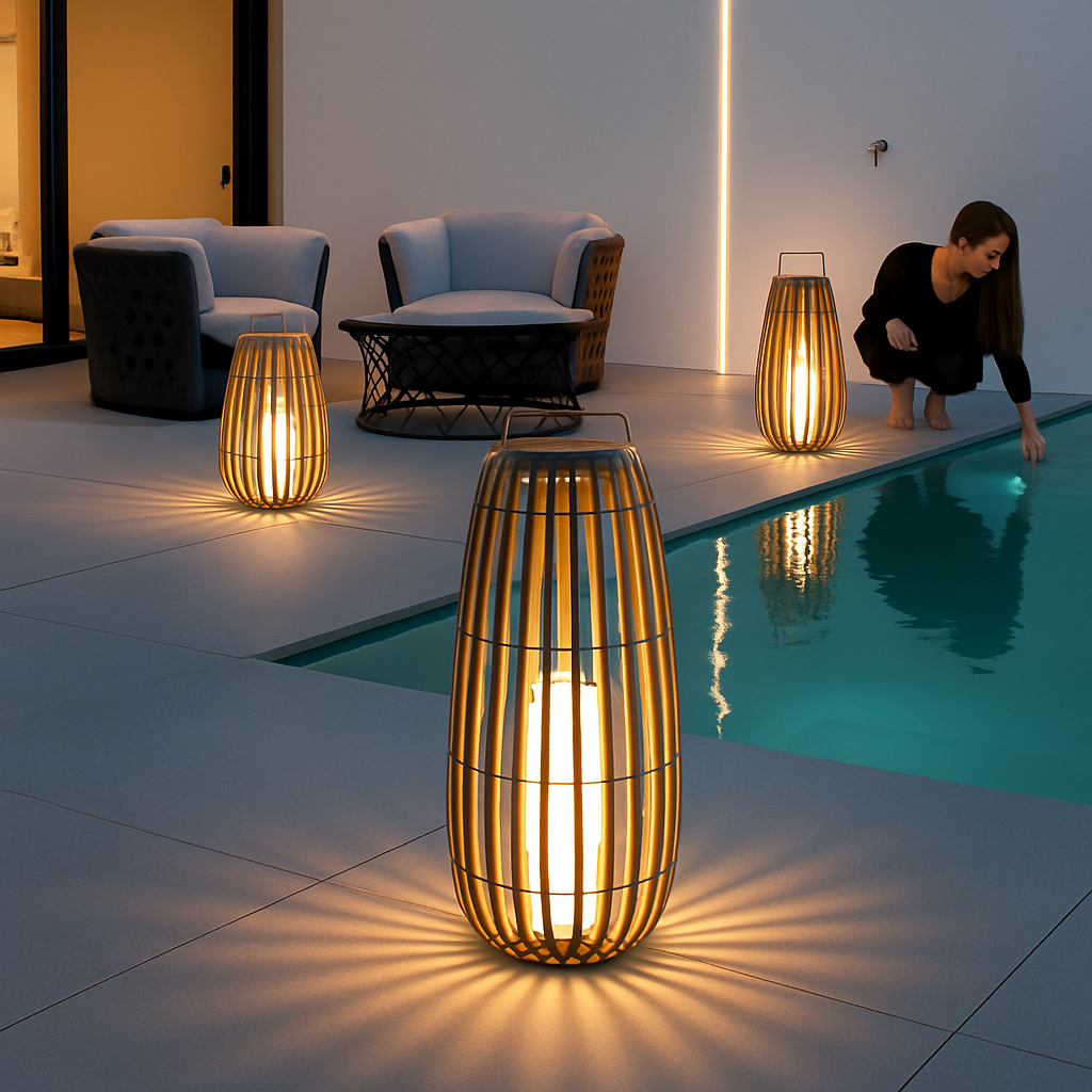 Lampadaire — Jardin extérieur lumière solaire rotin IP65 étanche lampadaire Villa cour paysage pelouse lumière pour jardin Patio clôture décor