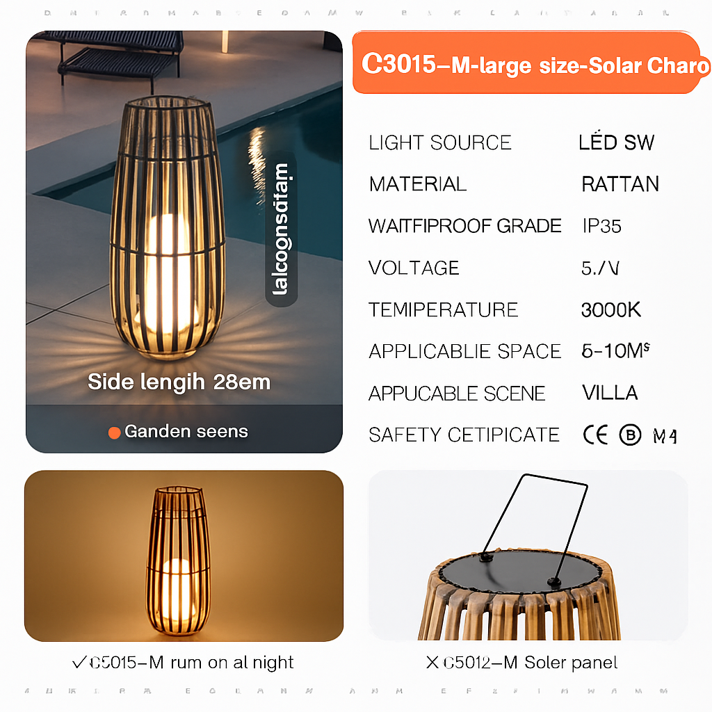 Lampadaire — Jardin extérieur lumière solaire rotin IP65 étanche lampadaire Villa cour paysage pelouse lumière pour jardin Patio clôture décor