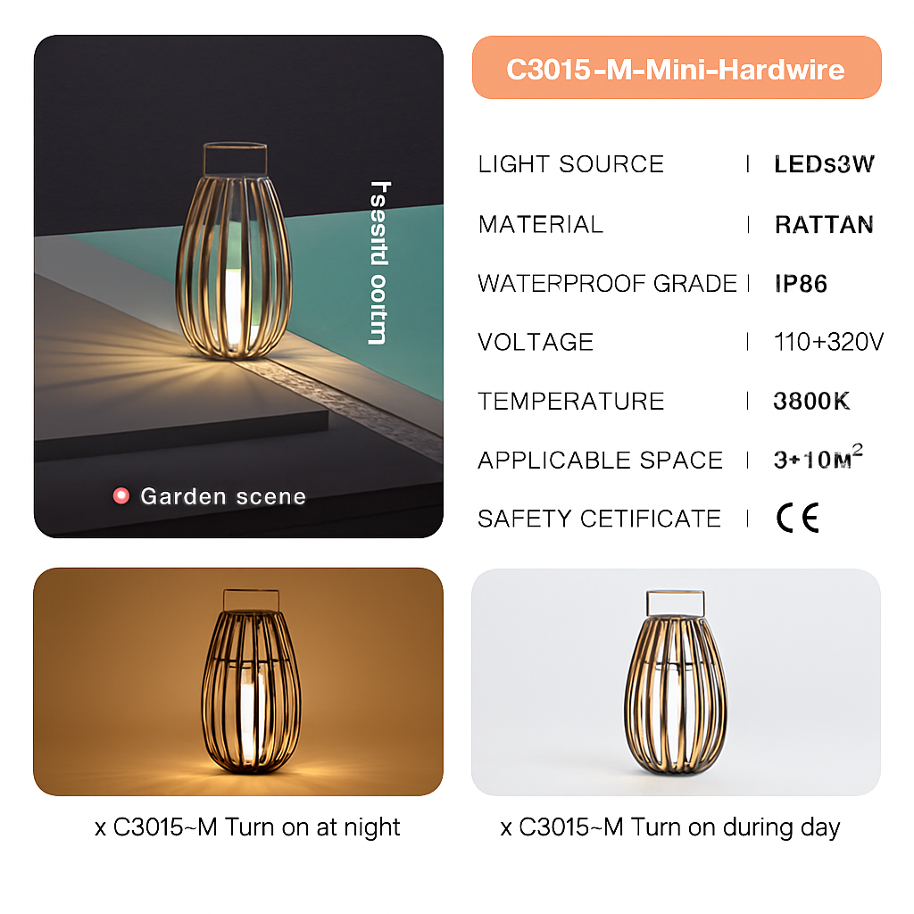 Lampadaire — Jardin extérieur lumière solaire rotin IP65 étanche lampadaire Villa cour paysage pelouse lumière pour jardin Patio clôture décor