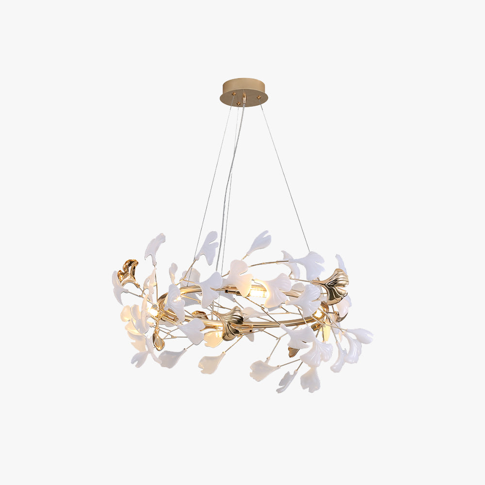 Jarn Suspension Feuille/Multi Moderne Métal/Céramique Doré/Blanc Salon - 1