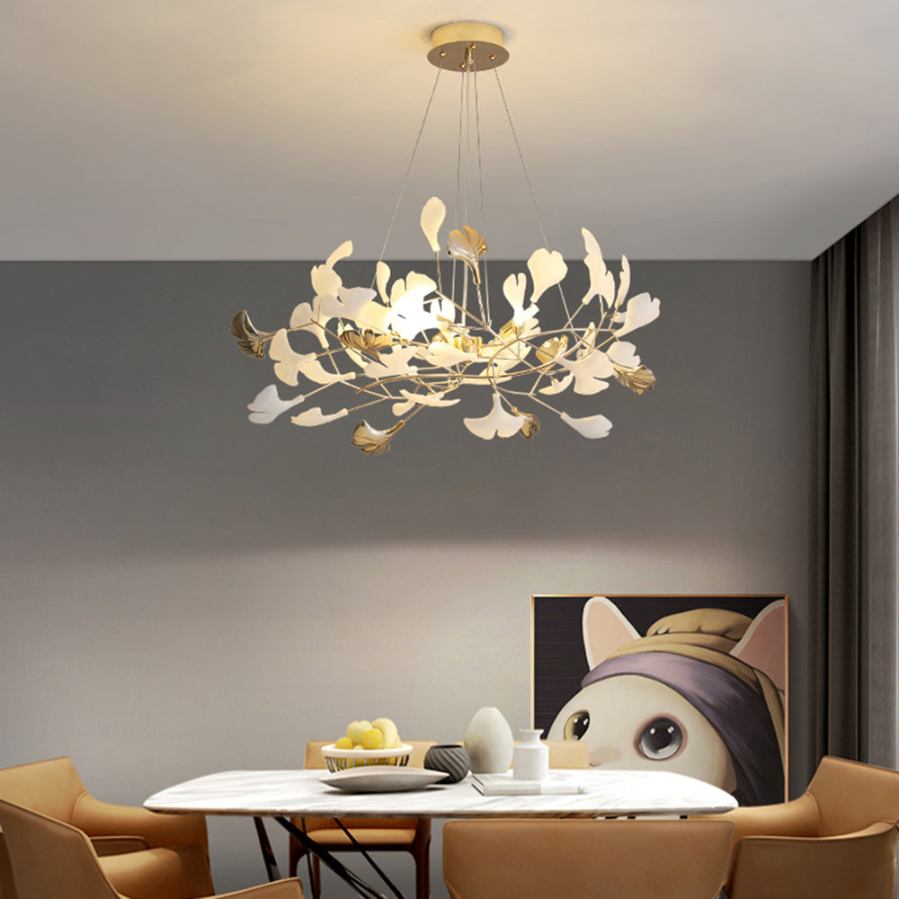 Jarn Suspension Feuille/Multi Moderne Métal/Céramique Doré/Blanc Salon - 17