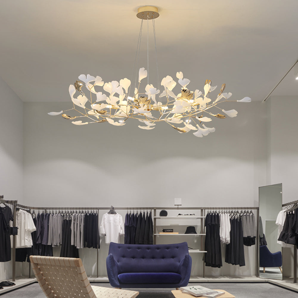 Jarn Suspension Feuille/Multi Moderne Métal/Céramique Doré/Blanc Salon - 18