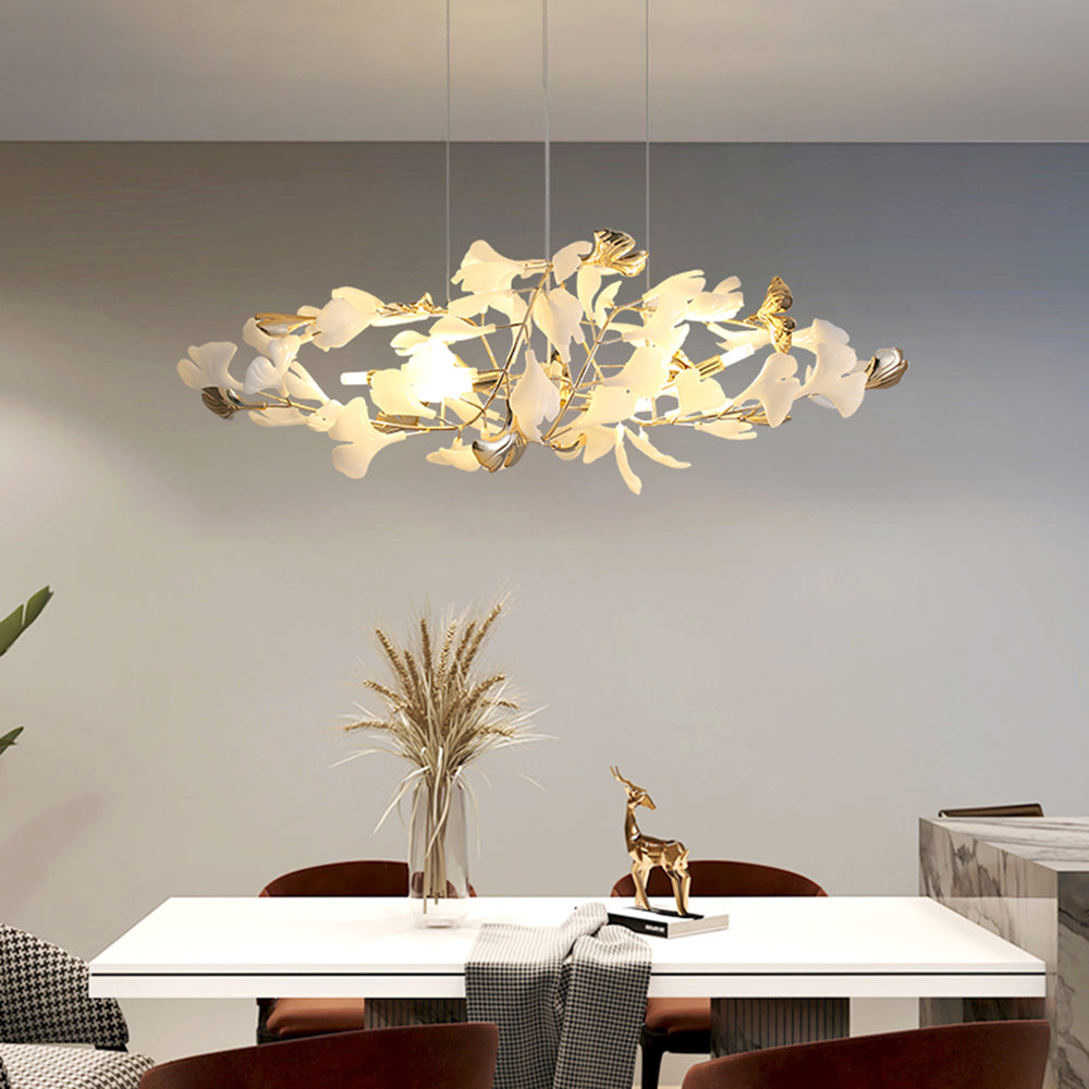 Jarn Suspension Feuille/Multi Moderne Métal/Céramique Doré/Blanc Salon - 19