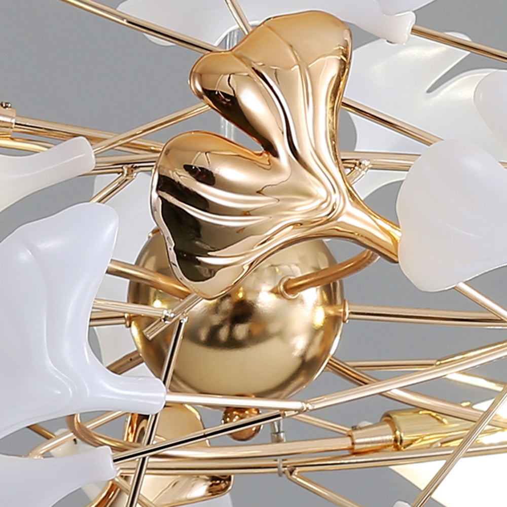 Jarn Suspension Feuille/Multi Moderne Métal/Céramique Doré/Blanc Salon - 22