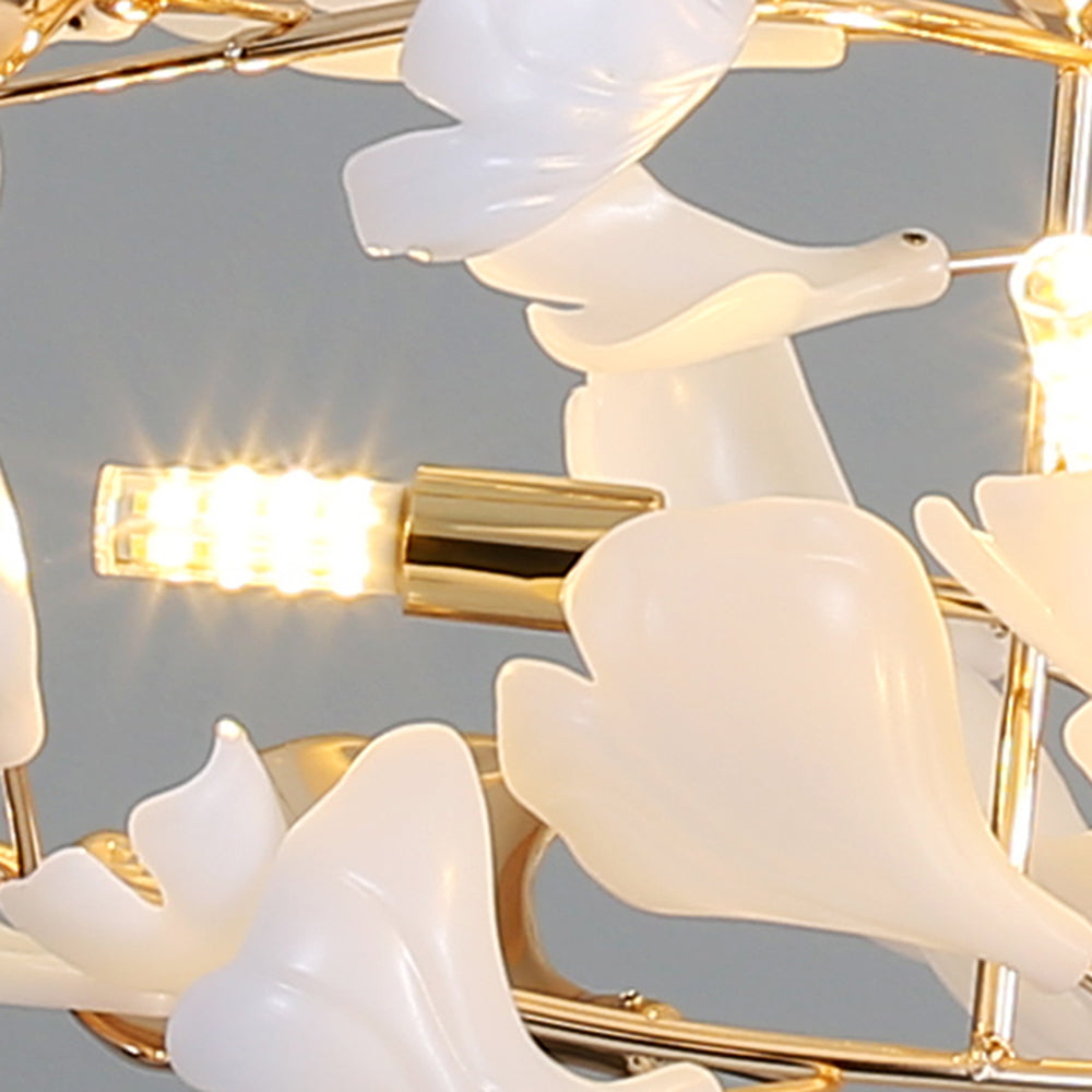 Jarn Suspension Feuille/Multi Moderne Métal/Céramique Doré/Blanc Salon - 23