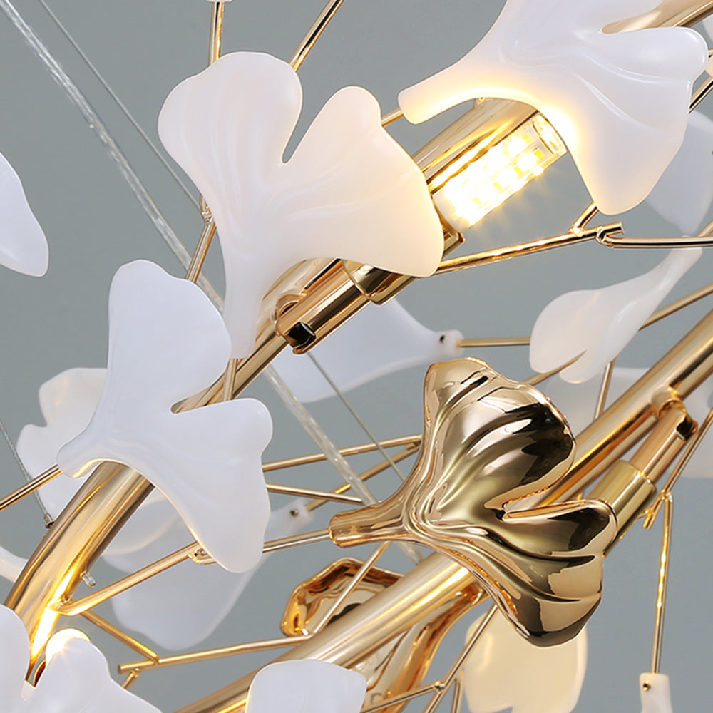 Jarn Suspension Feuille/Multi Moderne Métal/Céramique Doré/Blanc Salon - 24