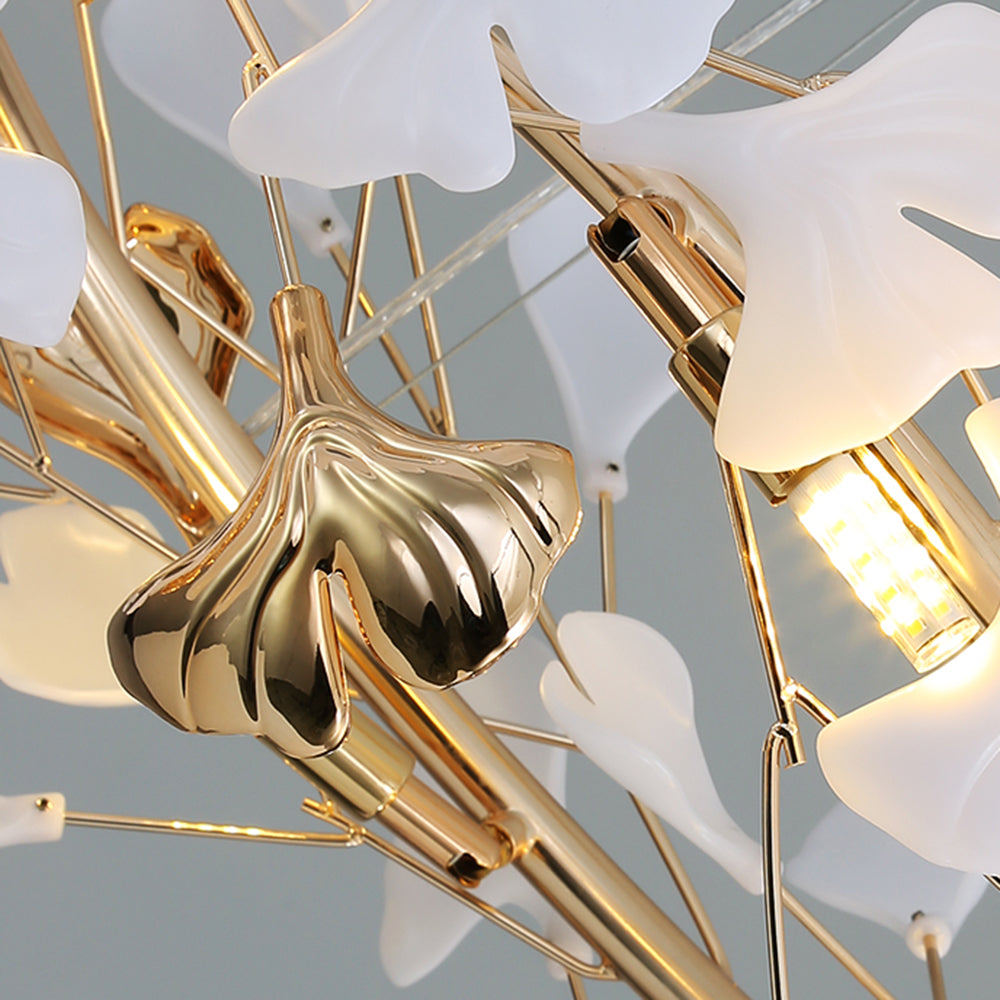 Jarn Suspension Feuille/Multi Moderne Métal/Céramique Doré/Blanc Salon - 25