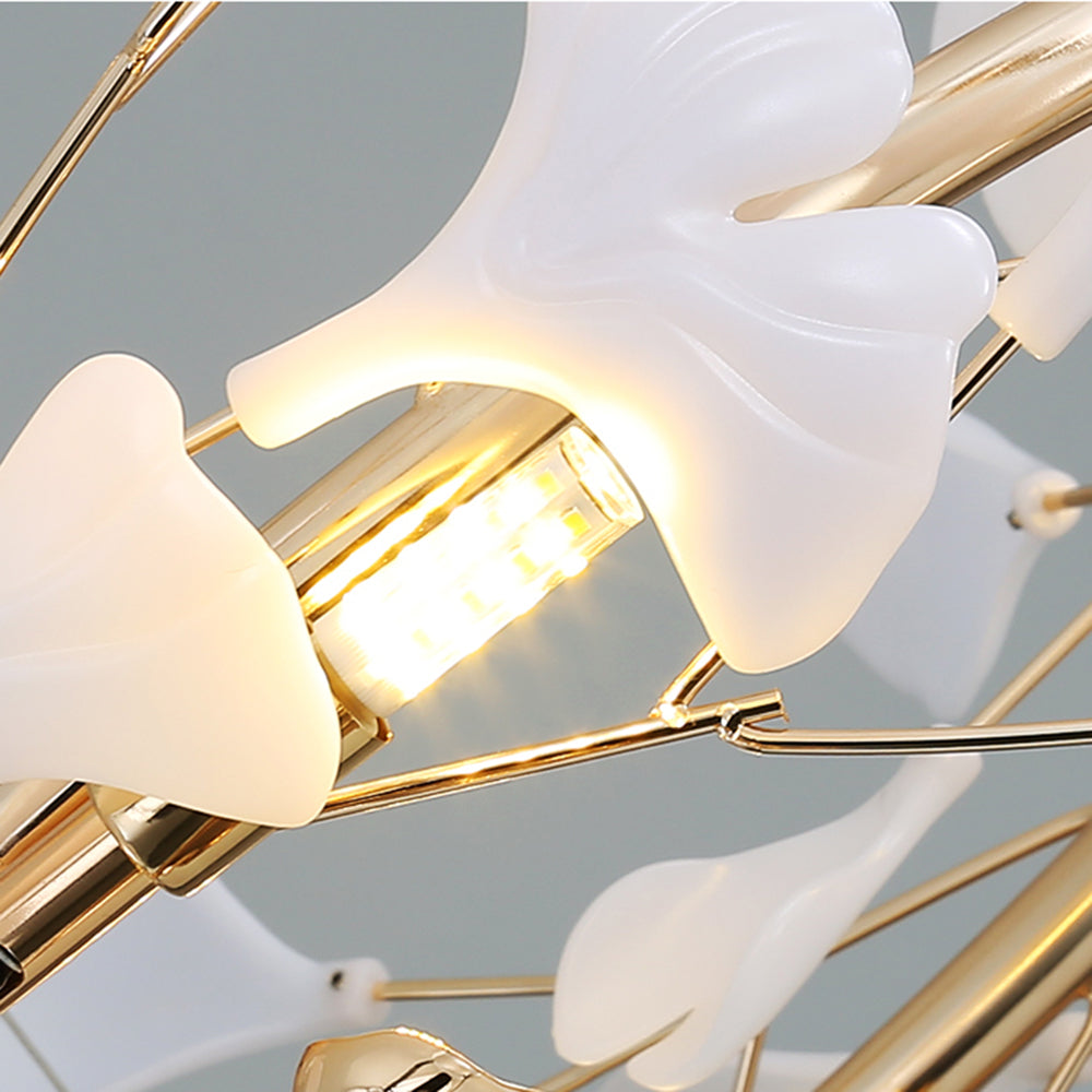 Jarn Suspension Feuille/Multi Moderne Métal/Céramique Doré/Blanc Salon - 26