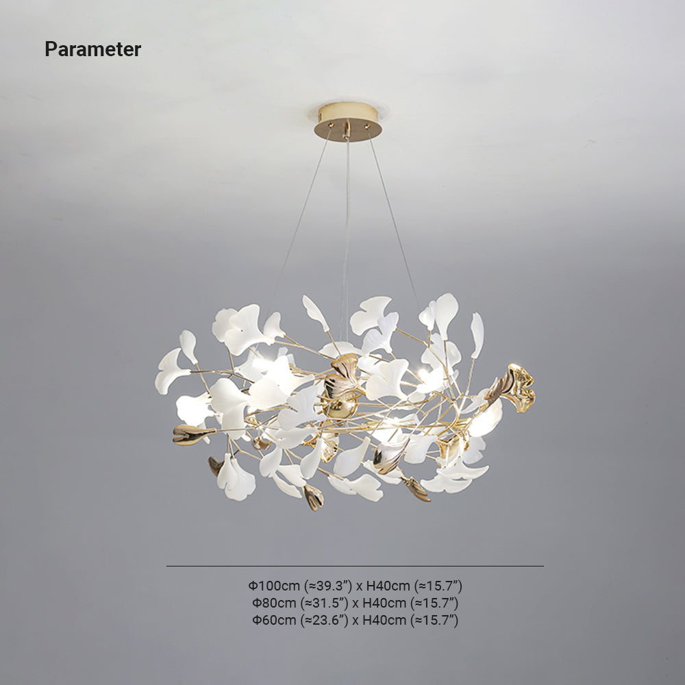 Jarn Suspension Feuille/Multi Moderne Métal/Céramique Doré/Blanc Salon - 5