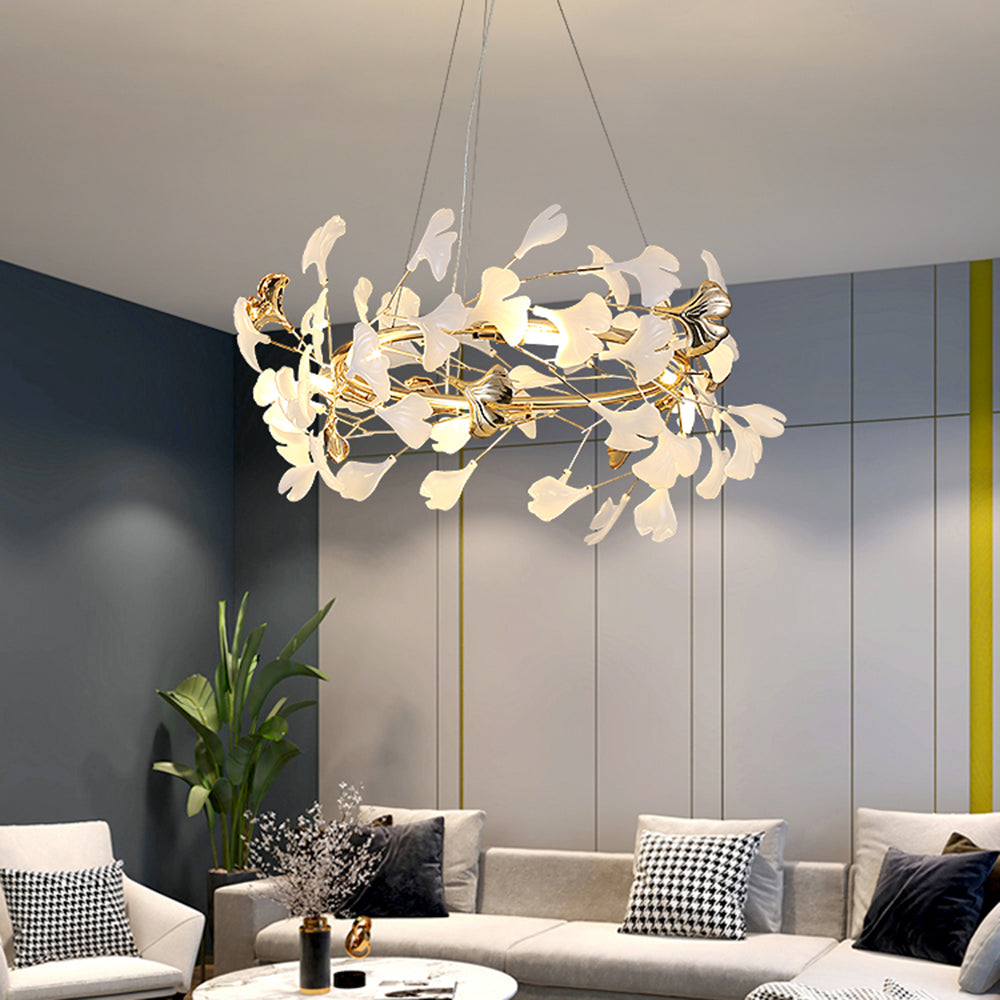 Jarn Suspension Feuille/Multi Moderne Métal/Céramique Doré/Blanc Salon - 9