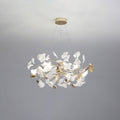 Jarn Suspension Feuille/Multi Moderne Métal/Céramique Doré/Blanc Salon - D60 cm hauteur 40 cm.48 pièces
