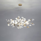 Jarn Suspension Feuille/Multi Moderne Métal/Céramique Doré/Blanc Salon - longueur 100 cm largeur 40 cm hauteur 40 cm.60 pièces