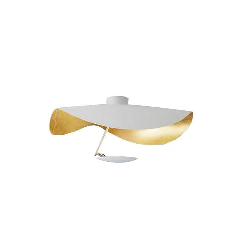 Jexie Plafonnier Feuille Moderne Salon Chambre à Coucher - 1Lumières -40 cm - Blanc + Or - Plafonnier