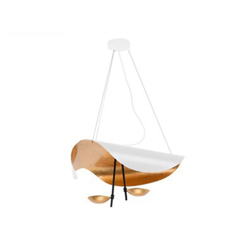 Jexie Plafonnier Feuille Moderne Salon Chambre à Coucher - 2Lumières-60 cm - Blanc + Or - Suspension
